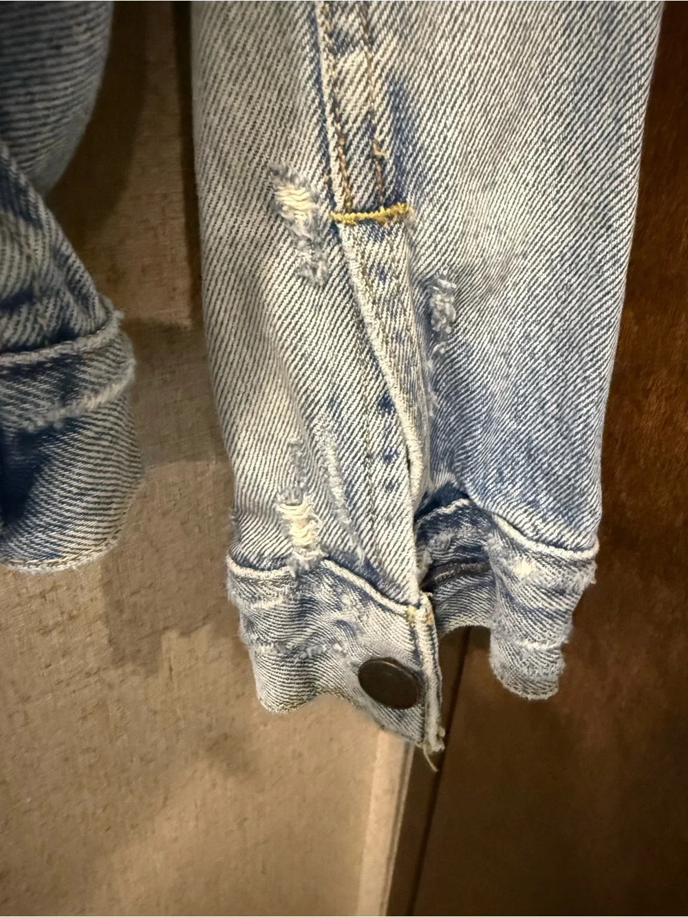 Levi's Light Wash Distressed Denim Trucker Jacket - Men's size Large